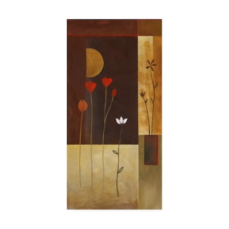 Pablo Esteban 'Flowers With Half Moon' Canvas Art,16x32